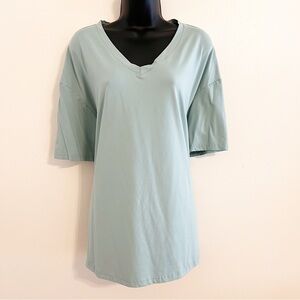 SHEIN Green V-Neck T-Shirt